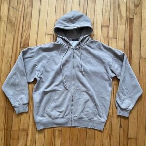 Brandy Melville Tan Beige Zip Up Hoodie Oversized Sweatshirt One Size